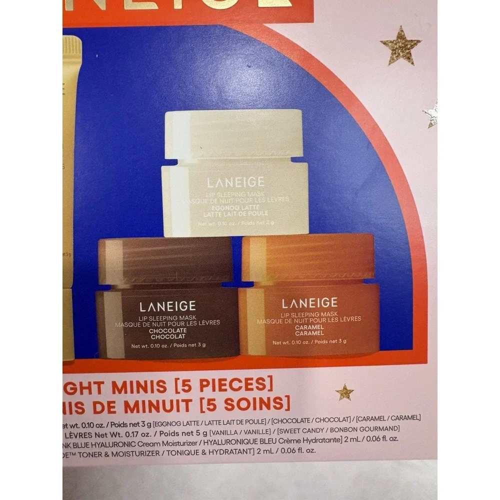 Laneige Midnight Minis Holiday Gift Set 5pc Lip Sleeping Masks & Lip Glowy Balms